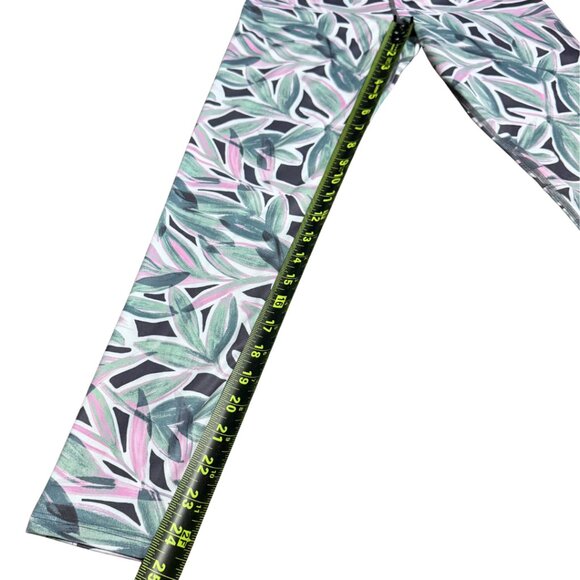 Sage Collective Leggings | Green Pink Leaf Print | Yoga / Workout Pants | Size S - Picture 3 of 9